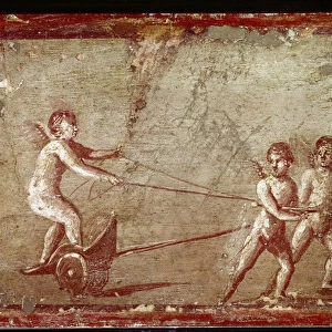 Cupids playing with a chariot (fresco, 1st century AD)