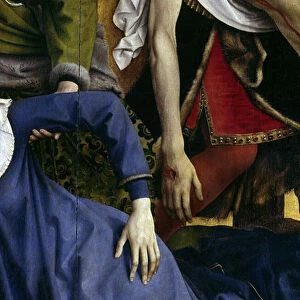 Deposition or descent of the cross. Detail of the hand of the vanished virgin