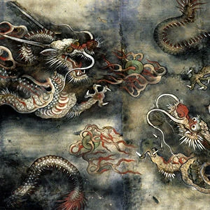 Dragons, decoration of the Buddhist temple of Pongwon, Seoul, Korea