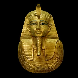 Egyptian antiquite: head of pharaoh in gold, 21st or 22nd dynasty, Egyptian Museum