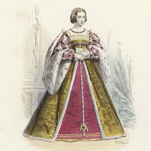 Eleanor of Austria, second wife of Francis I of France (coloured engraving)