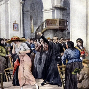 An example of religious moralism: a young woman is chased out of the church by a priest