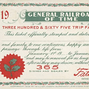 Family ticket, General Railroad of Time (colour litho)