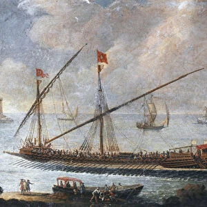 Galley leaving the harbour of Genoa (painting, 18th century)