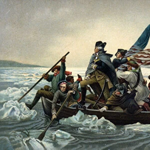 George Washington crossing the Delaware during the American War of Independence, 25 December 1776 (chromolitho)