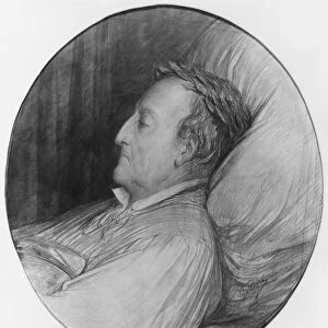Gioacchino Rossini on his deathbed, 1868 (charcoal & gouache highlights on paper)