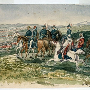 The Guards and Highlanders received by Omar Pasha and Marshal St Arnaud commanded by