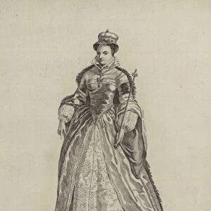 Habit of Queen Mary in 1554 (engraving)