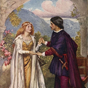Hamlet and Ophelia (colour litho)