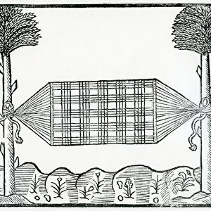 A Hammock from la Historia general de las Indias 1547 (woodcut)