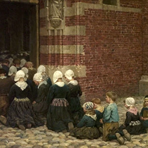 High Mass at a Fishing Village on the Zuyder Zee, Holland, 1876 (oil on canvas)