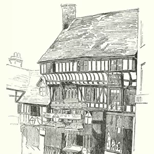 House that the Earl of Richmond stayed in before the Battle of Bosworth, Shrewsbury (litho)