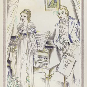 Illustration for Persuasian by Jane Austen (colour litho)