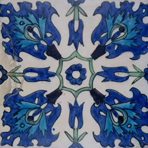 Isnik tile with floral design (earthenware with coloured underglaze)