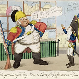 "John Bull Guarding the Toy Shop, or Boney Crying for Some More Play Things"