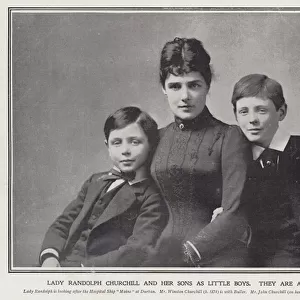Lady Randolph Churchill and her sons as little boys (b / w photo)