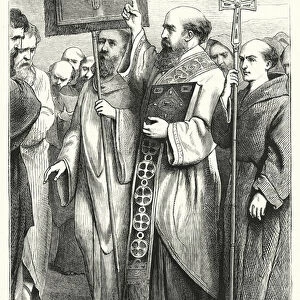 The landing of the Monk Augustine in the Isle of Thanet (engraving)