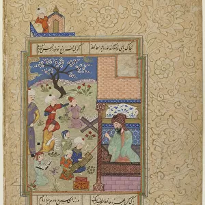 Layla and Majnun at school, from a Divan, c. 1490 (ink, opaque watercolor