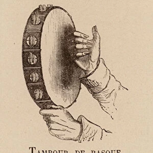Le Vocabulaire Illustre: Tambour de basque; Tambourine; Mohrentrommel (engraving)