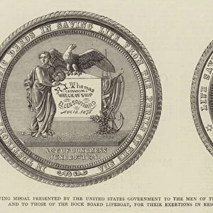 Life-Saving Medal presented by the United States Government to the Men of the Royal National Lifeboat Institution on the Mersey, and to those of the Dock Board Lifeboat, for their Exertions in rescuing the "Ellen Southard"
