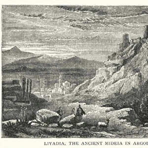 Livadia, the ancient Mideia in Argolis (engraving)