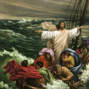 The Miracle of Christ Calming the Storm on the Sea of Galilee, 1930s (screen print)