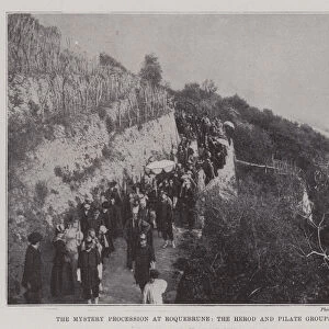 The Mystery Procession at Roquebrune, the Herod and Pilate Groups (b / w photo)
