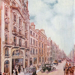 Offices and showrooms of the Daimler Company in Pall Mall (colour litho)