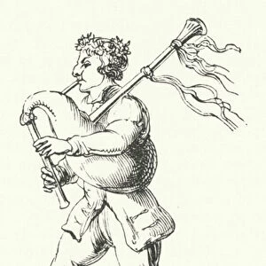 Old English Bagpipe (engraving)