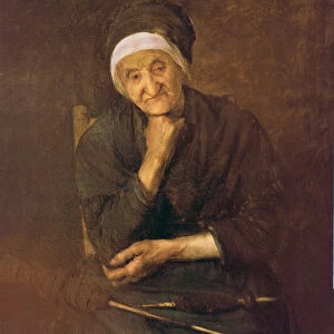Old woman from Aulus (Ariege) (oil on canvas) (detail)