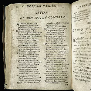Page du manuscrit "Satira" (Satire) du poete espagnol Luis de Gongora y Argote (1561-1627), representant du Siecle d'or. 1654
