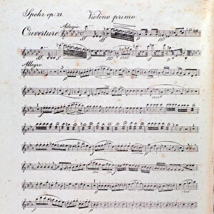 Page of musical score of the overture of Alruna by Louis Spohr, 1823