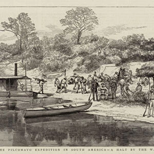The Pilcomayo Expedition in South America, a Halt by the Way (engraving)