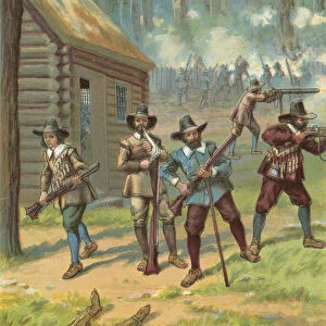 The Pilgrims Fighting the Indians