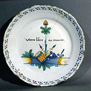 Plate depicting the Liberty Tree, declaring Freedom or Death, c. 1792 (ceramic)
