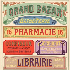 Plate na 18: Signage models for Art Nouveau letter painter (Grand bazaar, Jewellery