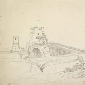 The Ponte Salario near Rome, 1821 (graphite on off-white paper)
