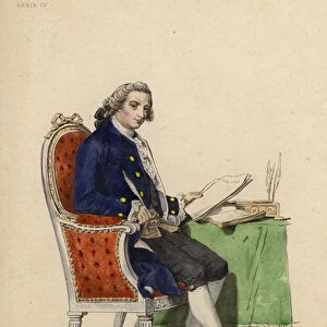 Portrait of Jean Baptiste Gresset (colour engraving)