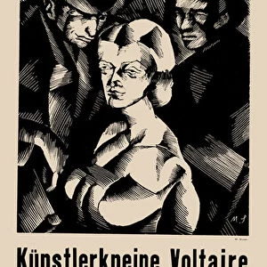 Poster for the opening of the Cabaret Voltaire on 1916-02-05 - Marcel Slodki (1892-1944). Lithography, 1916. Private Collection