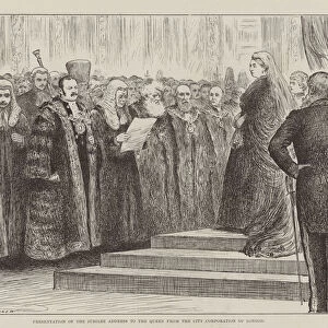 Presentation of the Jubilee Address to the Queen from the City Corporation of London (engraving)