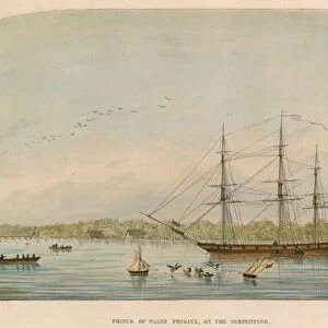 Prince of Wales frigate on the Serpentine (coloured engraving)