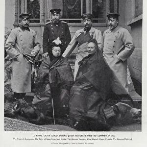 Queen Victoria and members of her family during her visit to Germany, 1894 (b / w photo)