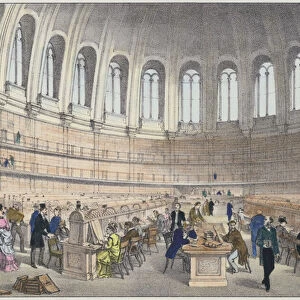 Reading Room in the British Museum, London (coloured engraving)