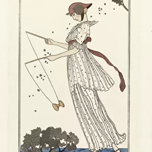 Robe de Linon Imprime, from Costumes Parisien, pub. 1913 (pochoir print)
