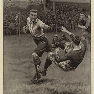 A Rugby Football Match at Blackheath, "Handed Off"(litho)