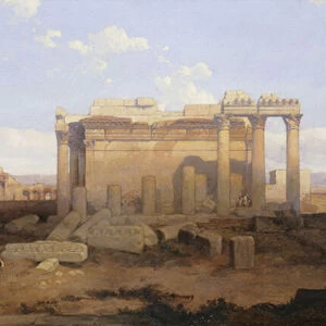 The Ruins of the Smaller Temple at Baalbeck, (oil on canvas)