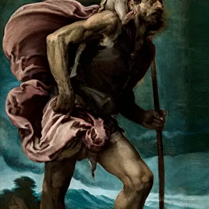 "Saint Christophe"Peinture de Jacopo Bassano l ancien (vers 1510-1592) 1559 Dim 148x87 cm Museo Nacional de Bellas Artes, La Havane, Cuba ©DeAgostini / Leemage