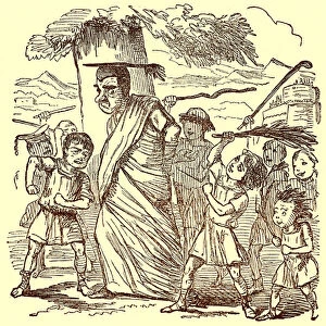 School-boys Flogging the Schoolmaster, illustration from The Comic History of Rome by Gilbert Abbott a Beckett, published c. 1850 (digitally enhanced image)
