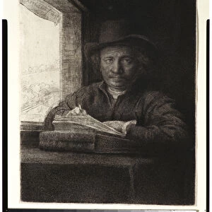 Self-portrait, Etching at a Window, 1648 (etching and engraving on laid paper)