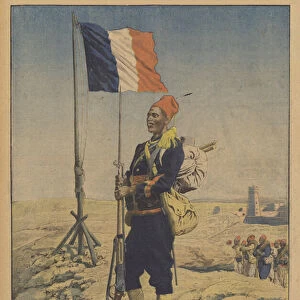 A Senegalese tirailleur in France Africa (colour litho)